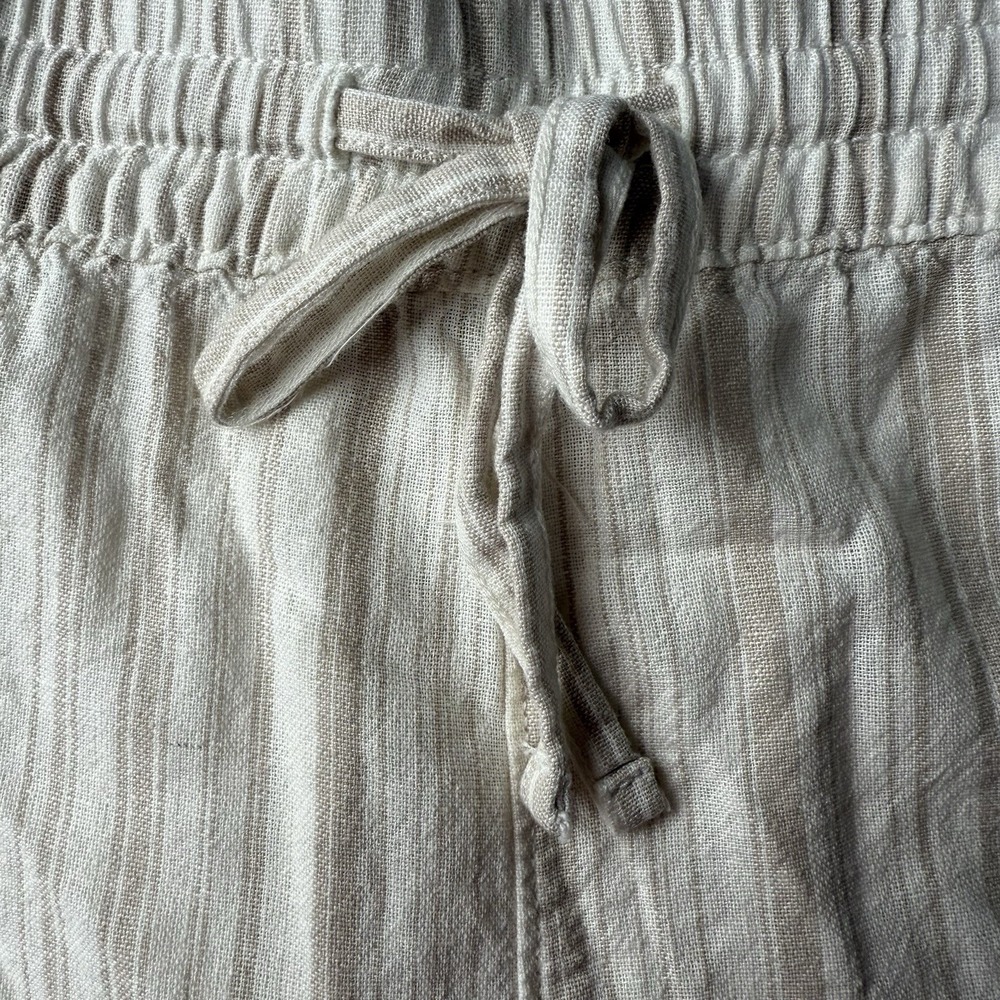 NEW Sonoma Striped 2X Linen Blend High Rise Straight Leg Pants White Beige NWT - Picture 3 of 7